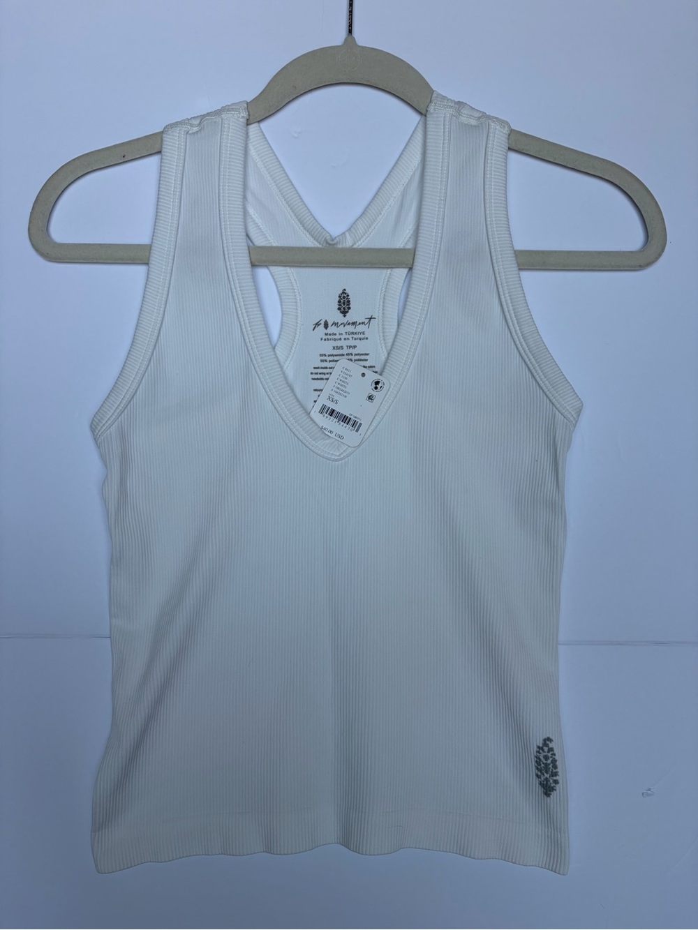 FP Movement Up Next Ribbed Tank White XS/S Racerback Performance Top